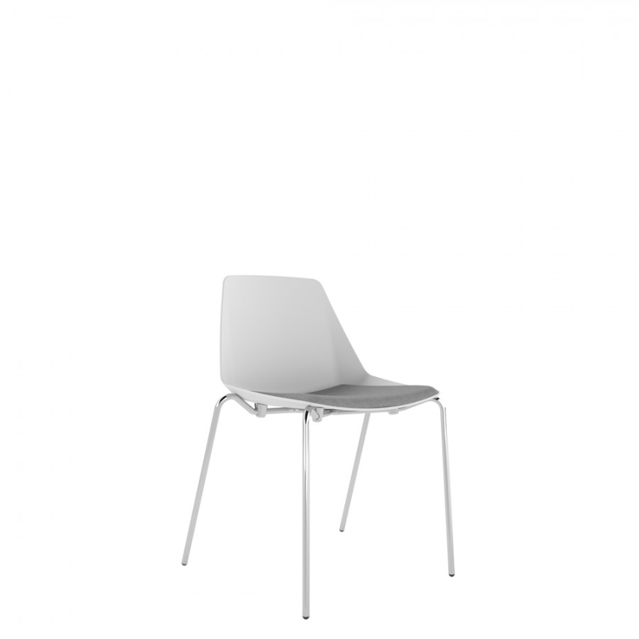 Polypropylene Shell Chair With Upholstered Seat Pad and 4-Leg Chrome Steel Frame